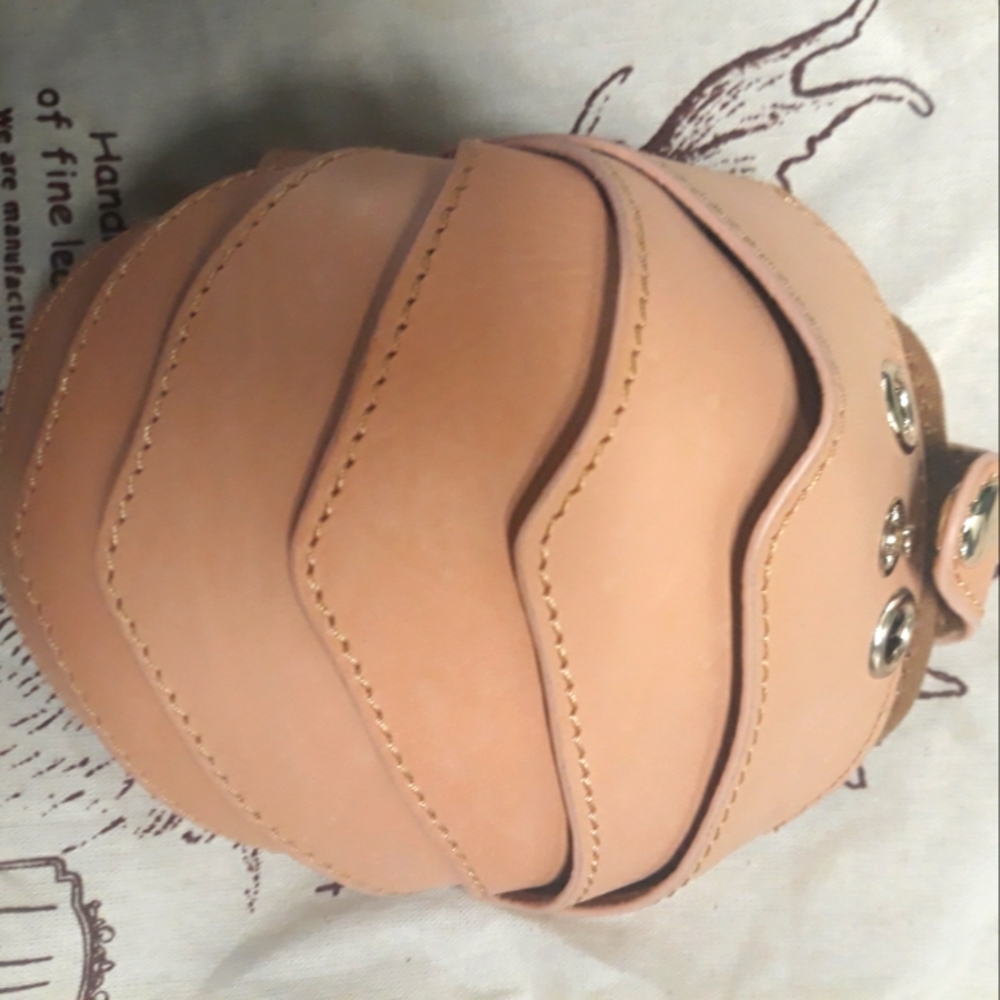 Brown leather wristlet wallet